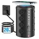 20FT Power Strip Tower Surge Protector with 15W Wireless Charger