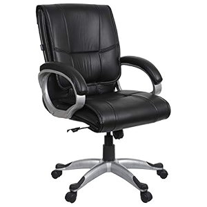 townsville devonport leatherette mid back office chair black 1-minute easy installation watch demo-video standard 6015 m