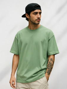 TOXA Solid Men Round Neck Green T-Shirt
