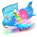Toy Airplane for Toddlers 2-4 3-5 With Sounds and Light Up Toys, 360°Freedom Operated Automatic Bump Autism Sensory Toy Plane Toddler Boy Toys Christmas Birthday Gift 2 3 4 5 Year Old Up Boy Girl