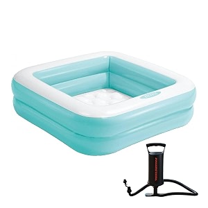 toy imagine 3 feet baby bath tubpool for 04 years  inflatable portable amp foldable blue square swimming pool for kids  indoor amp outdoor use with double quick air pump  holi assorted