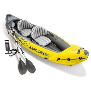 toy imagine explorer k2 2-person inflatable kayak set with aluminum oars air pump amp directional skeg heavy-duty pvc inflatable boat for kayaking rafting camping lakes rivers amp water adventures
