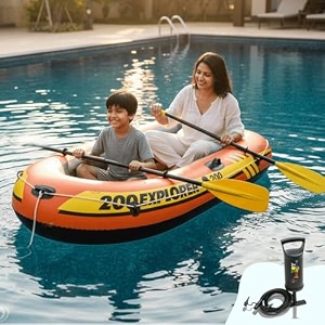 toy imagine explorer pro 200 inflatable boat 6 ft l x 3 ft b x 1 ft h 2 person boat with hand pumpoars amp grab rope portable water boatrafting boatfishing boat amp rescue boat for poollake amp river