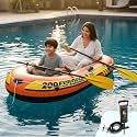 Toy Imagine Explorer Pro 200 Inflatable Boat (6 ft L x 3 ft B x 1 ft H) 2 Person Boat with Hand Pump,Oars & Grab Rope Portable Water Boat,Rafting Boat,Fishing Boat & Rescue Boat for Pool,Lake & River