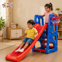 Toy Plus 2 in 1 Foldable Baby Garden Slide Hanging Swing for Kids and One Basketball