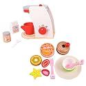 Children Pretend Play Toys Wooden Coffee Maker and Afternoon Tea Combo Early Education Simulation Toy