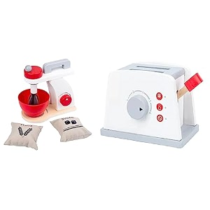 combo pack of kids toaster toy with kitchen accessories -8 pcs set and pretend play game blender set kitchen toy
