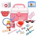 Kids Pretend Play Doctor Set With Storage Box - Medical Tool Kit For Children, Doctor Playset With Case, Educational Medical Toys For Kids, Interactive Pretend Play Dr Kit 3+ Years, Pink
