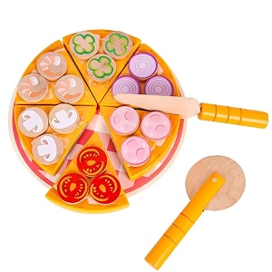 kids pretend play simulation wooden sticky pizza kitchen food play set  cutting amp role-playing toy for toddlers  interactive play food for imaginative kitchen fun