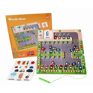 magnetic color and number maze - wooden magnet board puzzles toddler activities counting matching games montessori counting fine motor skills toys gifts words maze
