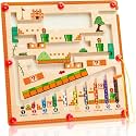 Magnetic Color and Number Maze - Wooden Magnet Board Puzzles Toddler Activities Counting Matching Games Montessori Counting Fine Motor Skills Toys Gifts