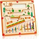 Magnetic Color and Number Maze - Wooden Magnet Board Puzzles Toddler Activities Counting Matching Games Montessori Counting Fine Motor Skills Toys Gifts (Mario Maze)