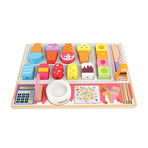 toyartsy wooden ice cream shop play set for pretend play  imaginative role play toy with scoops cones amp toppings  montessori educational toy for kids ages 3-6  fun learning amp creativity boost