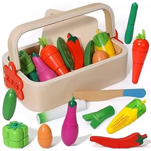 veggies basket magnetic vegetable cutting toys for kids  role play kitchen accessories  fun educational toy for imaginative play and culinary adventures