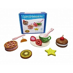 wooden happy afternoon tea toy set - childrens play house educational cooking pretend play toy for kids - fun interactive role-playing activity to enhance creativity and social skills