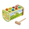 Wooden Pounding Toy with Hammer - Wack A Mole Game for Toddlers and Kids (Green) - Develops Fine Motor Skills, Hand-Eye Coordination, and Cognitive Abilities