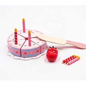 wooden princess cake set for kids - pretend play toy with slices colorful decorations and accessories - educational wooden toy creative fun and imaginative play