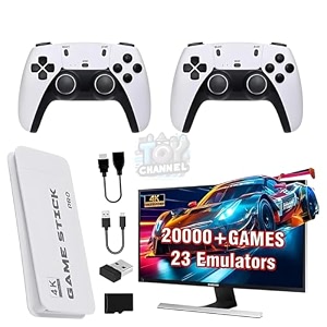 toychannel 4k ultra hd retro game stick video game for tv with 20000 games 23 emulators dual wireless controllers plug amp play game stick for tv game console classic arcade amp retro game stick