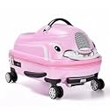 18-Inch Kids Ride-On Suitcase, Cute Car-Shaped Trolley Bag with 360° Universal Wheels, Lightweight Hard Shell Travel Luggage for Children, Portable Riding Cabin Suitcase