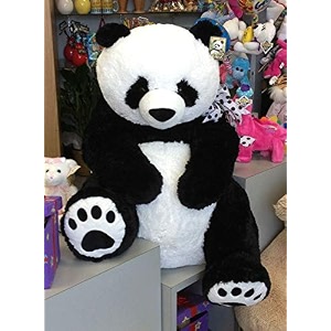 toyforever european style teddy bear for kids birthday  soft stuffed panda toy for girls black amp white 4 feet