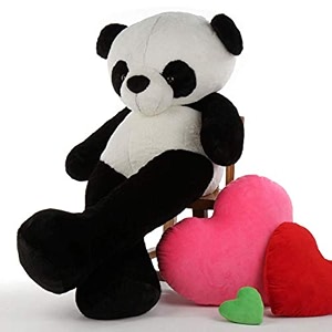toyforever european style teddy bear for kids birthday  soft stuffed panda toy for girls black amp white 4 feet