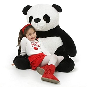 toyforever european style teddy bear for kids birthday  soft stuffed panda toy for girls black amp white 4 feet