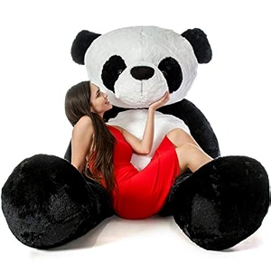 toyforever european style teddy bear for kids birthday  soft stuffed panda toy for girls black amp white 4 feet