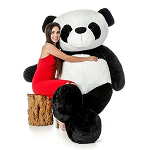 toyforever european style teddy bear for kids birthday  soft stuffed panda toy for girls black amp white 4 feet