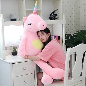 unicorn plushie unicorn soft toy soft toys or kids  soft toy for boys and girls  super-soft and safe ideal for gift long leg big size 110 cm - pink