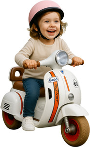 toyify vespa electric ride-on scooter  rechargeable battery music  lights 2-5 years scooter battery operated ride on white
