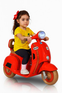 toyify vespa electric ride-on scooter  rechargeable battery music  lights 2-5 years scooter battery operated ride on red