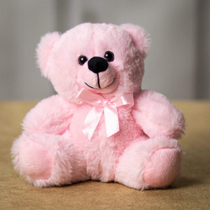 toyingly pink color fur teddy bear  cute teddy bear loveable and huggable toy  - 28 cm
