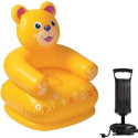 TOYLAND Happy Animal Teddy Sofa/ Chair (Yellow) with Air Filling Pump Inflatable Sofa/ Chair