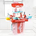 ToyMagic 3-in-1 Plastic Kitchen Set for Kids | Pretend Play Portable Suitcase Design | 19-Piece Kitchen Play Set for Boys &amp; Girls |Portable Pretend Food Party Role Play Toy