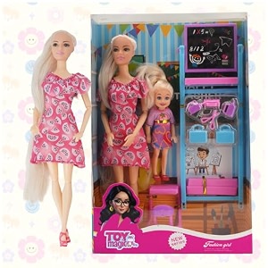 toymagic school teacher doll  interactive classroom playset with chalkboard student dolls desk books amp fun accessories  roleplay amp learning toy for age 3  educational gift to inspire creativity