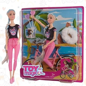 toymagic fashion shower doll set  stylish with colorful outfit handbag hat small accessories  dress-up playset for kids age 3  encourages creativity amp imaginative roleplay fun