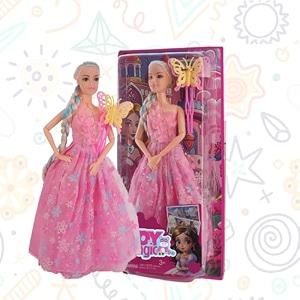 toymagic dolls princess suit  gorgeous pink gown multicolor braided hair amp butterfly clip  fully movable body for creative play  for kids age 3  imagination-boosting royal roleplay toy