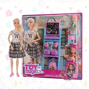 toymagic school teacher doll  interactive classroom playset with chalkboard student dolls desk books amp fun accessories  roleplay amp learning toy for age 3  educational gift to inspire creativity