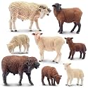 Toymany 8PCS Merino Sheep Figures Farm Animal Toy Figurines - Plastic Forest Animal Figurines for Kids Boys Girls Age 3-5 6-12