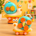 TOYNDIA 5-in-1 Snail Spinner Suction Toy, Boys & Girls-Convertible Friction Powered Car Rattle (Multicolor)