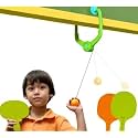 toynexa Indoor Hanging Table Tennis Game Set with Paddles, Balls and Mounting Kit, Green and Orange