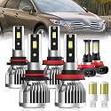 For Toyota Venza 2009-2016 light Bulbs, 9005/HB3/H10 High Beam + H11/H8/H9 Low Beams + H11 Fog Light Bulbs + Turn signal Lights, 8-Pack