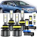 For Toyota Venza 2009-2016 light Bulbs, Hi-Lo Dual Beam Fog Light Bulb License Plate Light Combo, Plug-and-Play Installation, 8 Pack