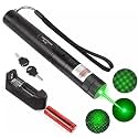 Aluminium 500mW Black Rechargeable Green Laser Pointer with 1 Battery.