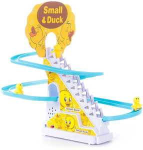 toys n smile little lovely duck slide escalator toy automatic stair-climbing race track set multicolor
