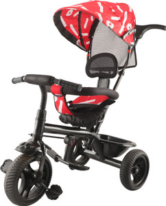 toys r us avigo victor pro max tricycle with foldable canopy sunroof protection for kids  tricycle  boys  girls age group 2 to 5 years tricycle tricycle black red