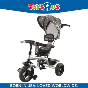 toys r us avigo victor pro max tricycle with foldable canopy sunroof protection for kids  tricycle  boys  girls age group 2 to 5 years tricycle tricycle silver black