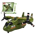 Toyshine 1:72 Scale Friction Powered Osprey Aircraft Carrier Model Battle/Rescue Helicopter Toy with Light & Music Pretend Play Toy for Kids 3+, Green