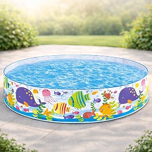 toyshine 4 feet snapset kids pool bath pool tub summer water fun bathing tub toy for kids - 4 feet x 10 inches- b