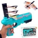 Toyshine Airplane Launcher Toy Catapult Plane Gun for Kids Outdoor Toy, One-Click Ejection, 4 Pcs Glider Foam Planes, Toy Airplanes Birthday Gifts, Multi-Color - B